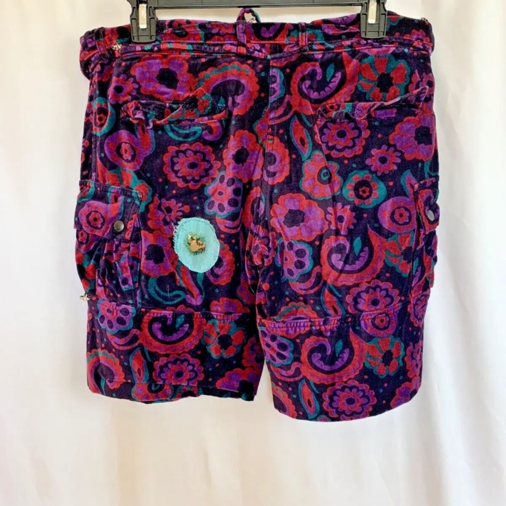 Custo Barcelona Velvet Floral Shorts - Size 6 Small - Picture 3 of 4